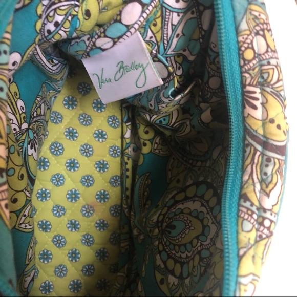 VERA BRADLEY Aqua Lime Green & White Shoulder Bag Island 🌴 Blooms Retired - Picture 4 of 11